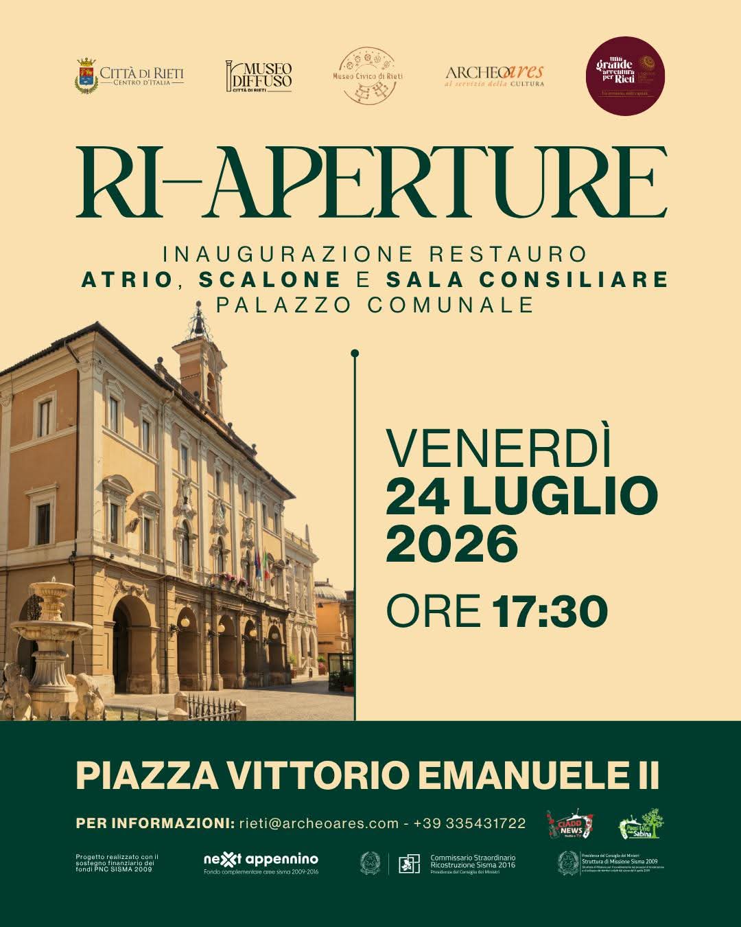 Inaugurazione e restauro atrio, scalone e sala consiliare del Palazzo Comunale Inaugurazione e restauro atrio, scalone e sala consiliare del Palazzo Comunale