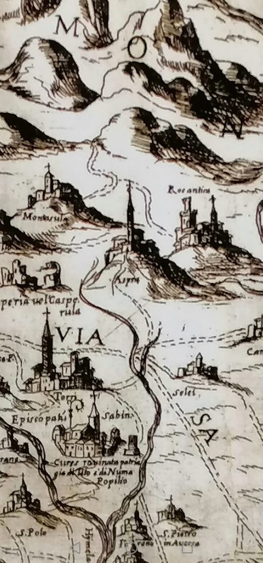 Particolare della Sabina di Mauro Giubilio, delineata nel1592, incisa da Giovanni Maggi nel 1617 Particolare della Sabina di Mauro Giubilio, delineata nel1592, incisa da Giovanni Maggi nel 1617